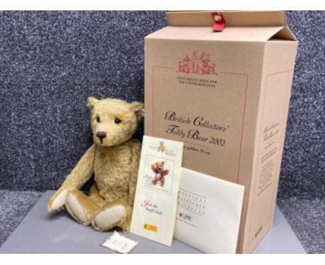 Limited edition German Steiff teddy bear - British collectors 2002, number 01636, with original box &amp; certificate of auth