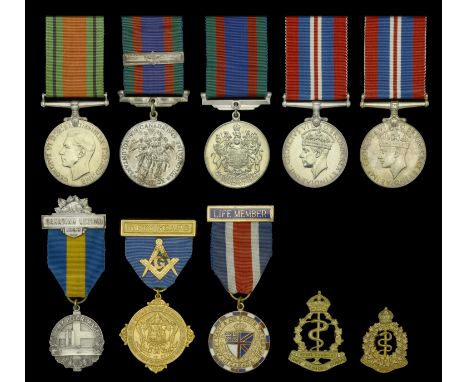 Defence Medal, Canadian issue in silver; Canadian Volunteer Service Medal (2), one with overseas clasp; War Medal 1939-45, Ca