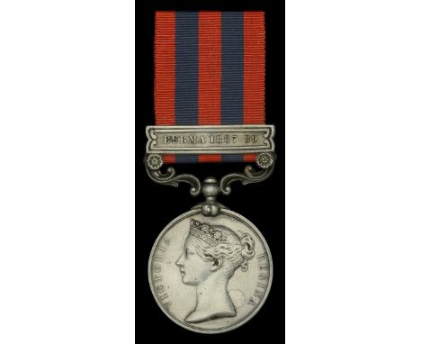India General Service 1854-95, 1 clasp, Burma 1887-89 (Col. C. E. L. Bluett 2d. Bn. Ches. R.) together with a small water-col