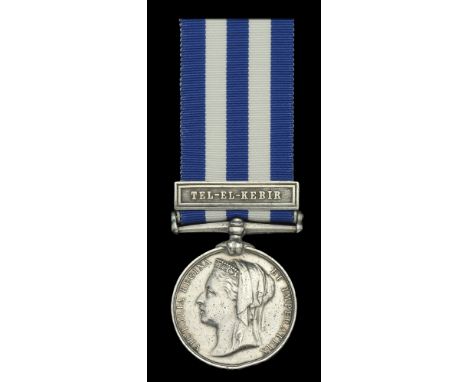Egypt and Sudan 1882-89, dated reverse, 1 clasp, Tel-El-Kebir (6296. Pte. R. Hardy.2/Grenr. Gds.) suspension a little bent, p