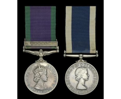 Pair: Engine Room Artificer Class 1 P. A. Wicks, Royal Navy  General Service 1962-2007, 1 clasp, Borneo (MX.888890 P. A. Wick