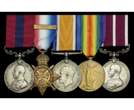 A fine and rare Great War ‘Ledeghem, October 1918’ operations D.C.M. group of five awarded to Sergeant C. Hayes, 1st/2nd Batt