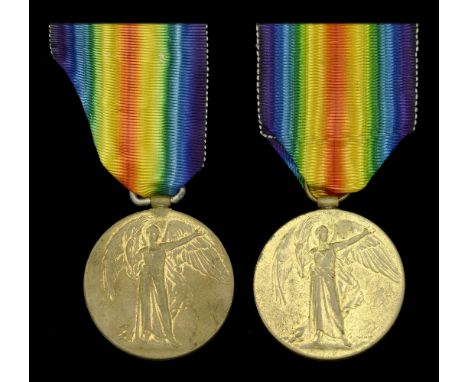 Victory Medal 1914-19 (2) (6DG-3764 W.O. CL 2. H. Cowley. 6-D Gds; 11261 Pte. R. S. Wright G. Gds) nearly very fine (2) £80-£