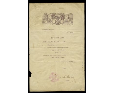 Award Certificate for the Polish Order of Virtuti Militari Fifth Class awarded to Szer. Jan Gawronski, 43 p.s.k., dated 15 No