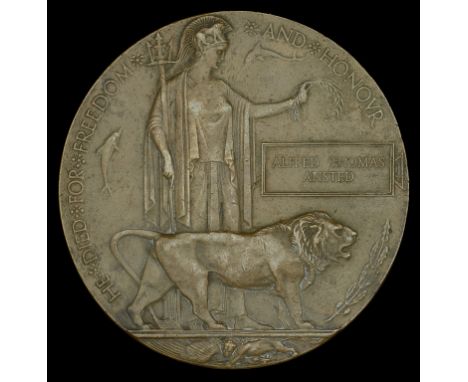 The rare Memorial Plaque to Private A. T. Ansted, 4th Battalion, Royal Fusiliers, who, having been ‘unnerved by shellfire’ on