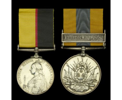Pair: Corporal F. Bint, Royal Warwickshire Regiment  Queen’s Sudan 1896-98 (3889 Corpl: F. Bint. R. Warwick: Regt.) slightly 