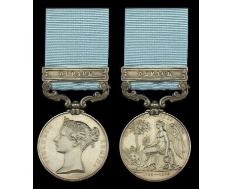 Army of India 1799-1826, 1 clasp, Nepaul (Sepoy Pertab Pathuk. 2nd Battn. 26th N.I.) long hyphen reverse, naming engraved in 