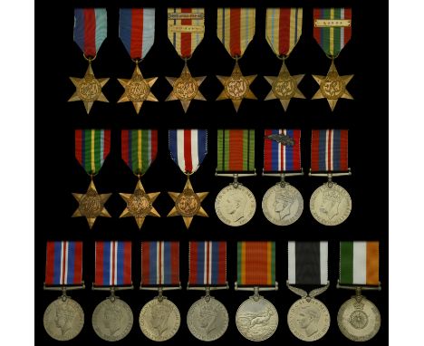 1939-45 Star (2); Africa Star (3), 2 clasps, 8th Army, North Africa 1942-43; Pacific Star (3), 1 clasp, Burma; France and Ger