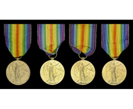 Victory Medal 1914-19 (4) (Capt. H. G. Robinson; Lieut C. Garred; 2. Lieut. D. H. Fenner R.A.F.; Major A. G. Gibson) generall