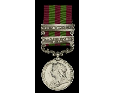 India General Service 1895-1902, 2 clasps, Punjab Frontier 1897-98, Tirah 1897-98 (2879 Pte. R. Shearer. 1st Bn. Ryl. W. Surr