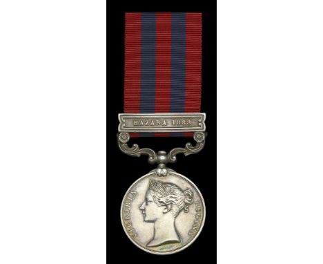 India General Service 1854-95, 1 clasp, Hazara 1888 (477 Pte. H. Mathews 1st Bn. Suff. R.) good very fine  £120-£160