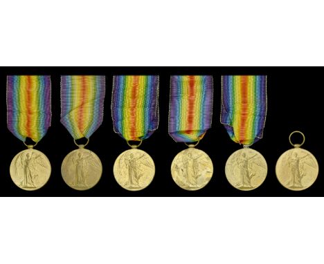 Victory Medal 1914-1919 (6) (Lieut. S. J. Cottle; 31808 Pte. F. T. Hopkins. M.G.C.; 87609 Pte. A. E. Roff. M.G.C.; 7963 Sjt. 