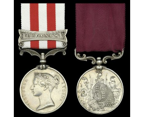 Pair: Private William Puttick, Rifle Brigade  Indian Mutiny 1857-59, 1 clasp, Lucknow (Wm. Puttick, 2nd Bn. Rifle Bde.); Army