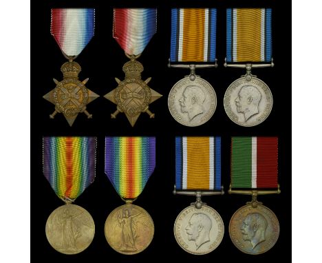 1914 Star (MS-3724 Pte. F. O. Brand. A.S.C.); 1914-15 Star (L-6069 Gnr: S. Gilbert. R.F.A.); British War Medal 1914-20 (2) (Q