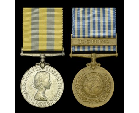 Pair: Trooper R. Rose, 8th Hussars  Korea 1950-53, 1st issue (329534 Tpr. R. Rose. 8H); U.N. Korea 1950-54, unnamed as issued