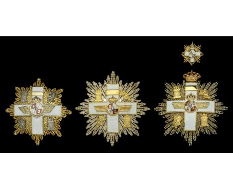 Spain, Franco Period, Order of Aeronautical Merit (2), Second Class Star, 65mm, gilt and enamel, with white enamel cross for 