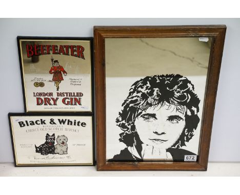 Advertising - Two pub advertising wall mirrors to include Beefeater Gin and Black &amp; White Scotch Whisky, together with a 