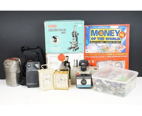 Collection of assorted collectables to include a good selection of lighters, Merit microscope set, Polaroid swinger II land c