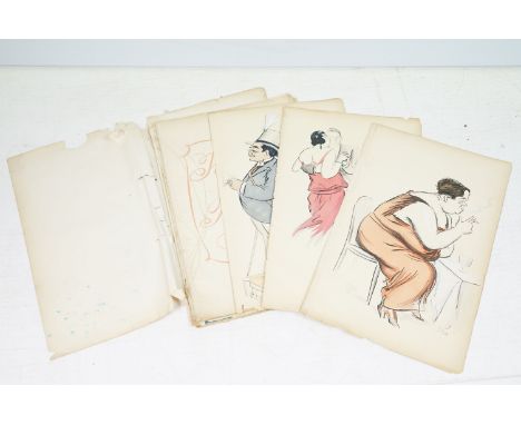 George Goursat (1863-1934) - collection of French lithograph cartoon prints each being hand coloured, circa 1924 and 1927. Al