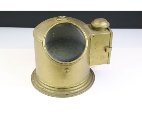 Nautical ships binnacle gimbal compass with finger loop carrying handle, approx 22cm high 