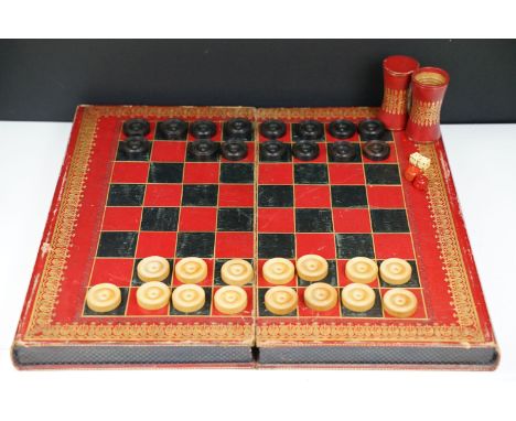 Leatherbound backgammon and games boards in the form of two volumes of 'the History of England'. Measures 44.5cm wide. 