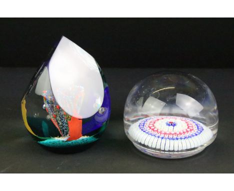 19th century Richardson footed millefiori glass paperweight (approx 9cm diameter), together with a Caithness 'Moroccan Nights