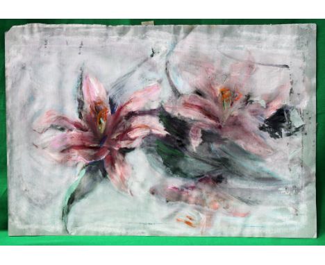 COOTE, MICHAEL; a sketch of two lilies
Coloured pastels on paper
38cm x 54.5cm

Michael Coote studied as a photo lithographer