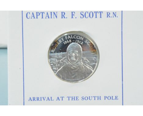 60th Anniversary Captain Scott Arrival at the South Pole silver medallion, first day cover 18/1/12