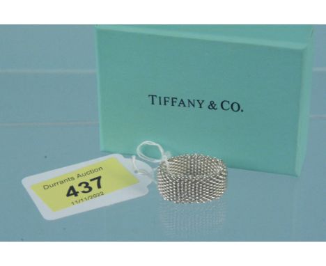 A Tiffany &amp; Co mesh ring, marked T &amp; Co 925, size R