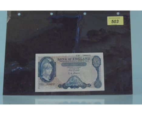 L K O'Brien Chief cashier 1955-1962 £5 banknote, Serial C21 206613