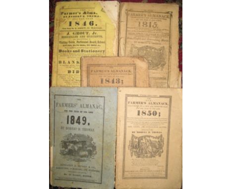 [AMERICAN FARMER'S ALMANACKS] THOMAS (Robert B.) The Farmer's Almanack, No.XXIII, LI, LIV, 57 &amp; 58, 5 separate issues, al