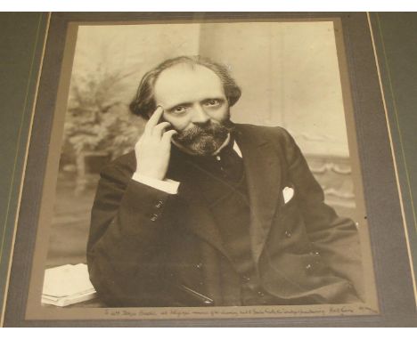 HALL CAINE, a good b/w portrait photograph by Cowen, SIGNED, INSCRIBED &amp; dated on the mount by the author, "To Mrs Joseph