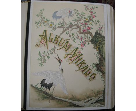 [PHOTOGRAPH ALBUM] "Album Mikado" by C. R. &amp; Co; full leather, chromo title &amp; window leaves interspersed, housing cab