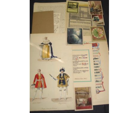 A collection of original illustration watercolours, some calligraphy &amp; manuscript material, 19th / 20th c. (Q).