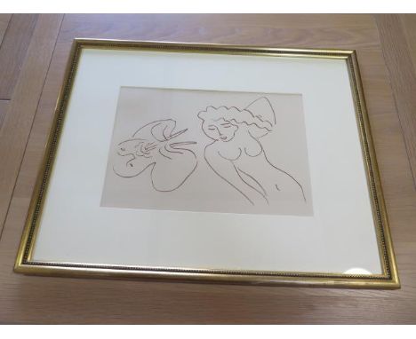 Henri Matisse nude and piper print 25cm x 36cm in a gilt frame, frame size 48cm x 60cm - good condition with a Wiseman Origin