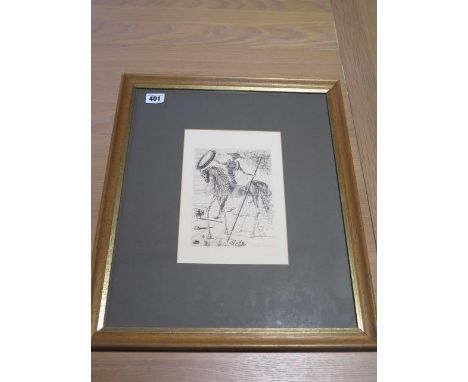 An engraving of Don Quixote the original by Salvador Dali with Templeton and Rawlings COA verso, frame size 46cm x 38cm - in 