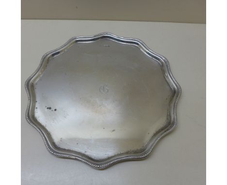 A silver salver Sheffield 1926/27 AC Co Ld - Width 22cm - approx weight 10.7 troy oz 