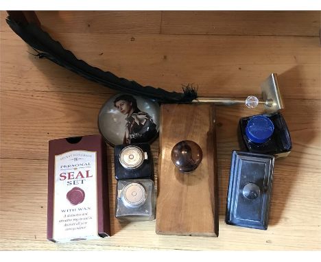 Miscellaneous writing instruments Including blotters, inkwell, etc
