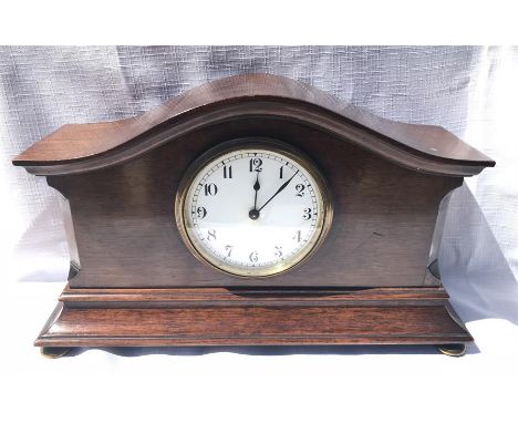 Edwardian mahogany mantle clock - Swiss cylinder movement 17.5cms h 