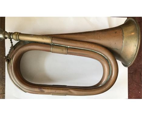 A brass and copper bugle 