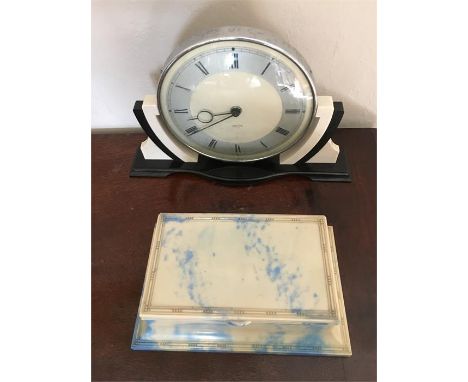 Art Deco Smith's mantle clock and Art Deco box.
