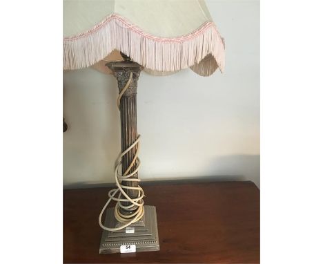 Silver plated corinthian column table lamp