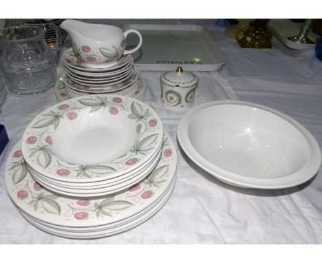 A Susie Cooper part dinner service decorated with strawberries
