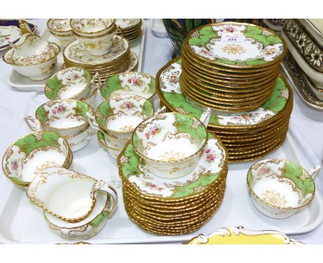 A Coalport bone china part tea service, green ground, 46 pieces