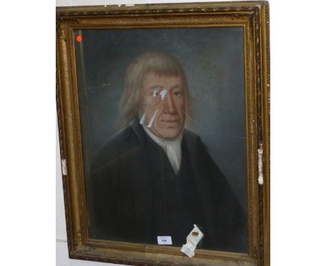 A 19th century chalk crayon portrait of a man, 21½" x 17", gilt framed
