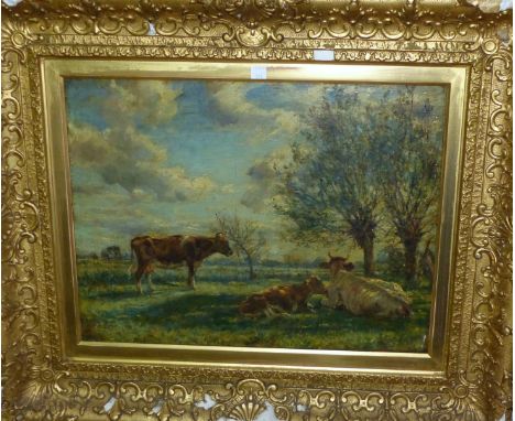 Mark Fisher R A, 'Cattle in Meadow', oil on canvas, signed, 14" x 19"