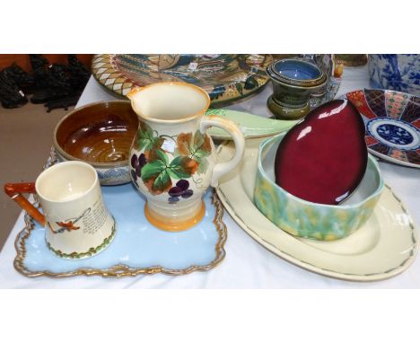 A Susie Cooper meat plate; a Royal Doulton jug; a John Peel musical jug; Carltonware, stoneware etc
