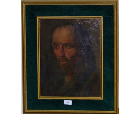 A 19th century oil on canvas (relined), portrait of a bearded man, 15" x 11½", gilt framed