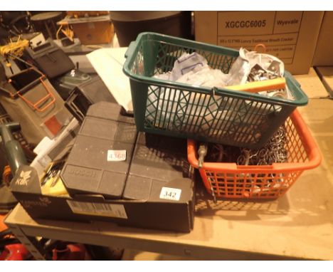 Assorted tools drill bits car jack fixtures and fittings etc