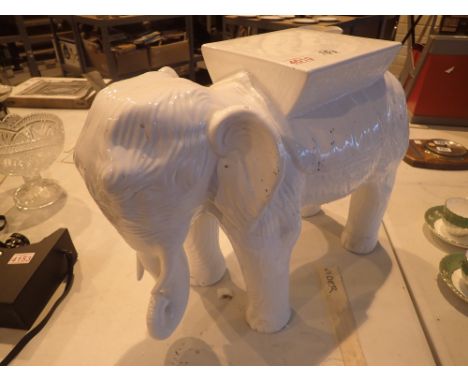 Large white ceramic elephant stool or plant stand